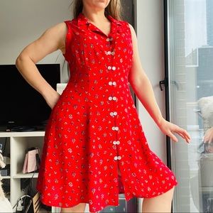 CDC Caren D Sea Shell Two Raw Button Down Front LaceUp Sleeveless Shift Dress